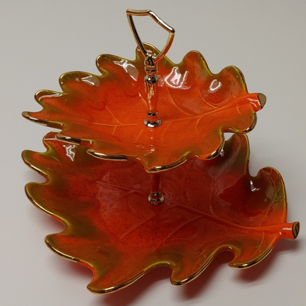 California Pottery Double Tiered Leaf Tray!!